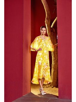 MANDIRA WIRK - Women Yellow Orche Florid Fantasy Dress