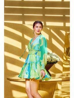 MANDIRA WIRK - Women Green Abstract Geo Short Dress