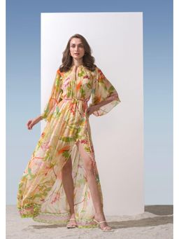 MANDIRA WIRK - Women Georgette Lurex Green Printed Dress