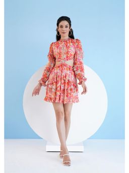 MANDIRA WIRK - Women Red Dark Orchid Mini Tiered Dress