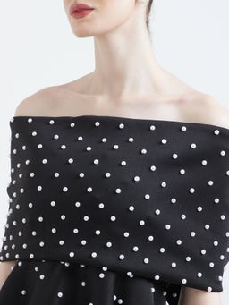 Ozeqo - Women Black Pearl Bow Wrap