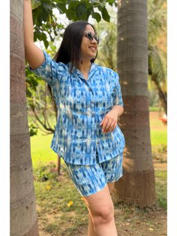 Studio Rabha - Women Blue Lagoon Shirt With Shorts