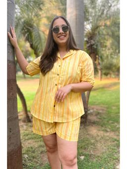 Studio Rabha - Women Sweet Lime Yellow Shirt With Shorts