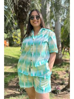 Studio Rabha - Women Aqua Green Shirt With Shorts
