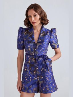 ZABELLA - Blue Elda Jacquard Playsuit