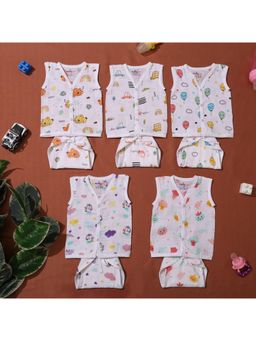 MumsLap - Unisex Premium Muslin 5 Jhablas and 5 Nappies for Newborns (Pack of 10)