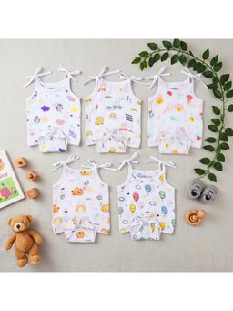 MumsLap - Unisex Premium Muslin Jhabla 5 Jhablas and 5 Nappies For Newborns (Pack of 10)