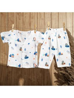 MumsLap - Unisex Crane Print Pure Muslin Cotton Co-Ord Set