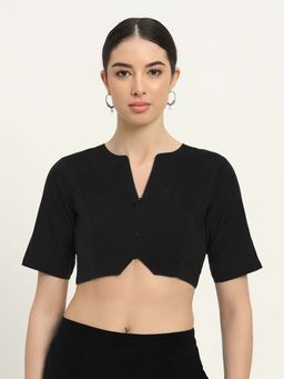 Thevasa - Women's Black Allure Affair Stitched Blouse
