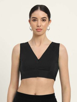 Thevasa - Women's Black Forever Classy Stitched Blouse