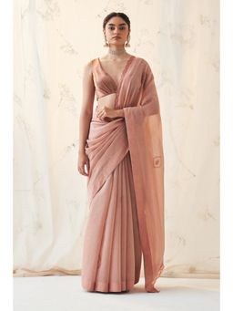Janki India - Mauve Chanderi Saree with Stitched Blouse and Petticoat