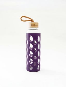 The Better Home - 550ml Borosilicate Tumbler with Sleeve And Bamboo Lid Purple