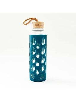 The Better Home - 550ml Borosilicate Tumbler with Sleeve And Bamboo Lid Aqua