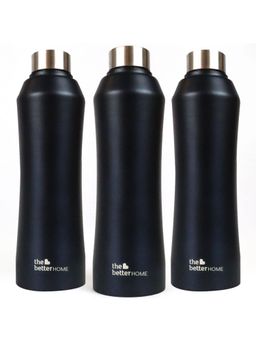 The Better Home - Glacia SS Bottle Black 1000ml Pack of 3