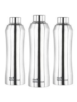 The Better Home - Glacia SS Bottle Silver 1000ml Pack of 3