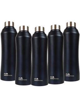The Better Home - Glacia SS Bottle Black 1000ml Pack of 5