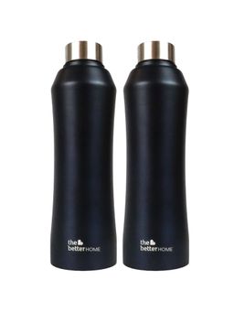 The Better Home - Glacia SS Bottle Black 1000ml Pack of 2