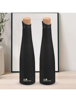 The Better Home - Insulated Black Cork Bottle 750ml Pack of 2