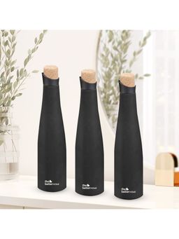 The Better Home - Insulated Black Cork Bottle 750ml Pack of 3
