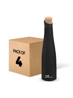 The Better Home - Insulated Black Cork Bottle 750ml Pack of 4