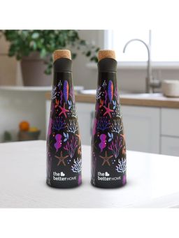 The Better Home - Pouring Insulated Bottle Black 500ml Pack of 2