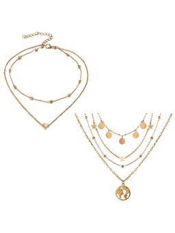 Jewels Galaxy - Jewellery For Women Gold-Plated Layered Necklace (Set of 2)