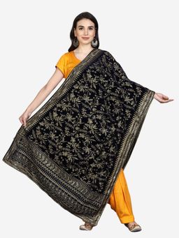 Moda Chales - Blue Velvet Embroidered Dupatta