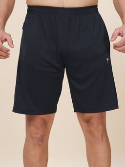 Technosport - Black Plus Size Solid Slim Fit Active Shorts with Techno Dry