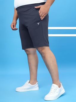 Technosport - Grey Solid Slim Fit Sports Shorts with Techno Dry