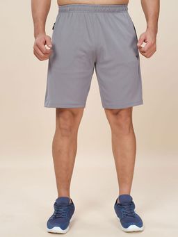 Technosport - Grey Plus Size Solid Slim Fit Active Shorts with Techno Dry