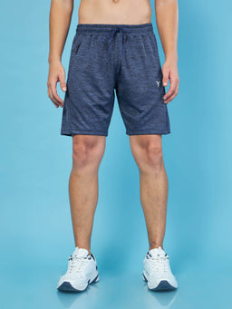 Technosport - Blue Melange Slim Fit Sports Shorts with Techno Dry