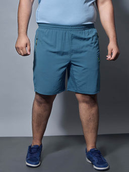 Technosport - Blue Solid Slim Fit Sports Shorts with Technolite
