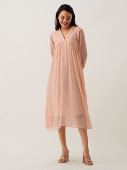 Aask - Women Peach Butta Work Dress For Women