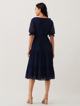 Aask - Women Navy Butta Work Dress For Women