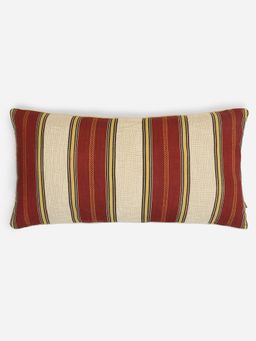 Ritu Kumar - Ivory And Red Printed Kashmiri Booti Cushion Cover (12x24 Inches)