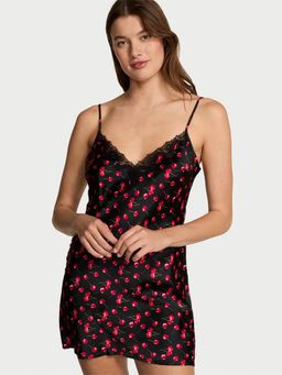 Victoria's Secret - Very Sexy Satin Rose Lace-Trim Mini Slip Dress