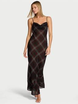 Victoria's Secret - Very Sexy Chiffon Tartan Draped Maxi Slip Dress