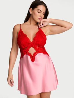 Victoria's Secret - Dream Angels Satin and Lace Cutout Slip Dress