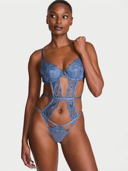 Victoria's Secret - Very Sexy Denim Rose Lace Lightly Lined Strappy Teddy