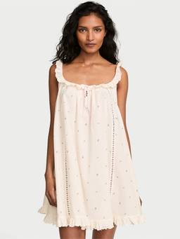 Victoria's Secret - Cotton Dream Lace-Trim Short Slip Dress