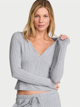 Victoria's Secret - Grey Soft Modal Ultra-Fine Long-Sleeve Henley Top
