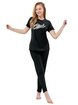 TITTLI - Women's Tencel Typography Print T-Shirt and Pyjama Night suit
