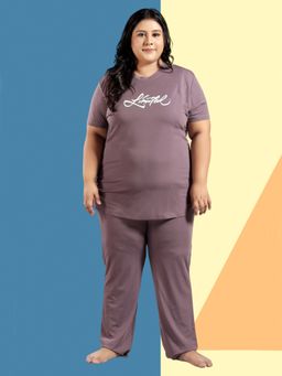 TITTLI - Women's Tencel Typography Print T-Shirt and Pyjama Night suit