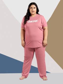 TITTLI - Women's Tencel Typography Print T-Shirt and Pyjama Night suit