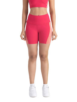 Hunnit - Epic Pop High Waist Stretchable Active Shorts with 2 Side Pockets