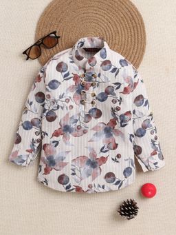 Ahhaaaa - Boys Multicolor Ethnic Printed Blend Full Sleeves Kurta