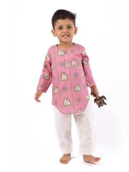 Bhaakur - Nani Ghar ka Champa Organic Boys Pink Floral Kurta & Pyjama
