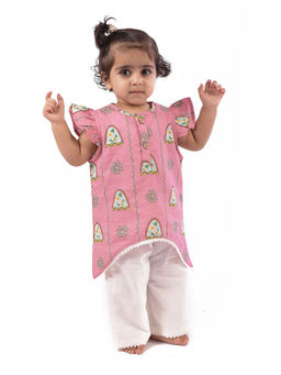 Bhaakur - Nani Ghar ka Champa Organic Girls Pink Floral Kurta & Pyjama