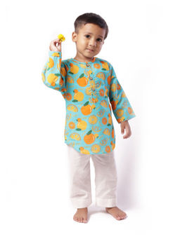 Bhaakur - Organic Boys Dancing Oranges Kurta & Pyjama