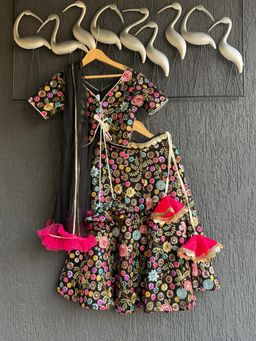 The Little Tales - Multicolor Embroidery Blouse with Lehenga & Dupatta